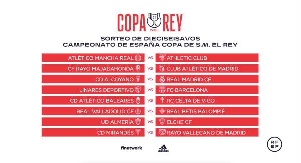 Definidos: Así quedaron los cruces de dieciseisavos de final de la Copa del Rey; Real Madrid enfrentará otra vez al Alcoyano