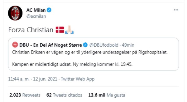 Los mensajes luego de que Eriksen cayera fulminado en pleno partido de la Euro: ¡No, por Dios!