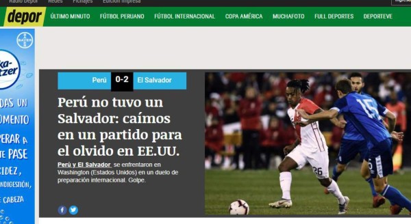 Prensa peruana furiosa tras caer ante El Salvador: 'Ridículo' y 'desatre'