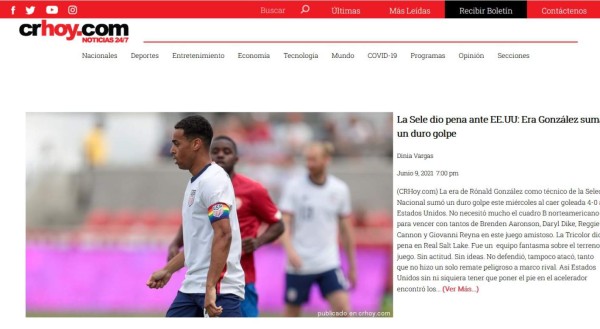 La prensa de Costa Rica explota contra su selección tras la goleada ante USA: 'Fuera todos, dan pena'