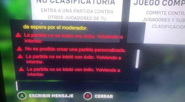 Mensaje de error en Nintendo Switch.