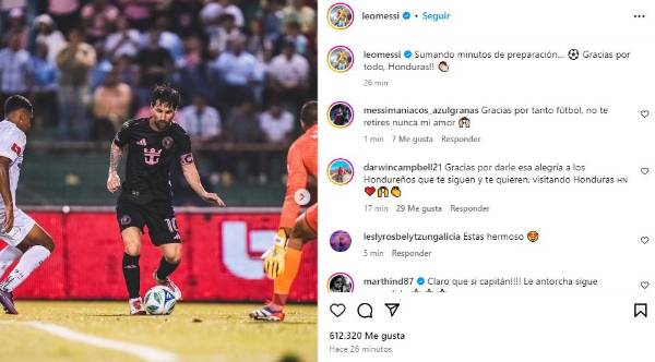 Messi y su posteo en redes sociales tras el partido ante Olimpia en Honduras.
