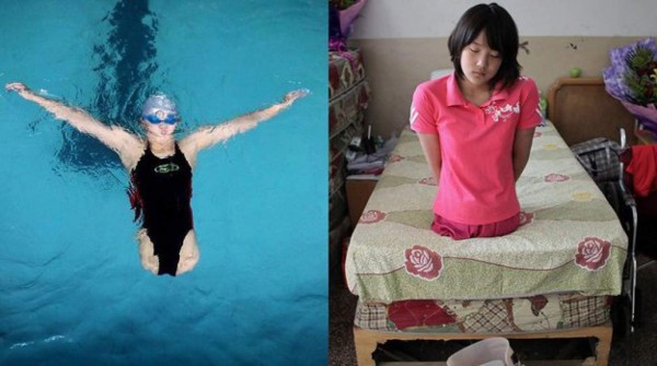 REPORTAJE: La increíble historia de una niña china, sin piernas y campeona de natación