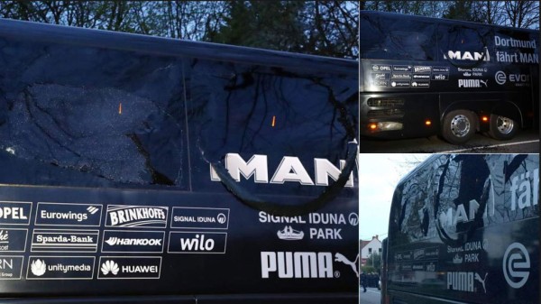 Así quedó el autobús del Borussia Dortmund tras la explosión