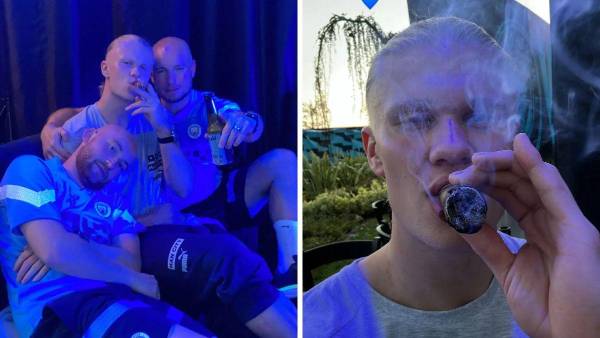 Haaland fumando un costoso habano. FOTO: Instagram