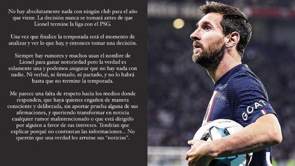 Comunicado de Jorge Messi sobre el futuro de Leo.