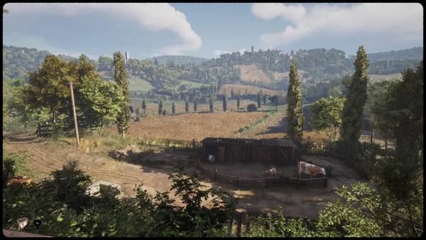 Hay algunos animales de granja en los corrales de la propiedad de la familia.