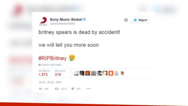 Piratean cuenta de Twitter de discográfica y matan a Britney Spears