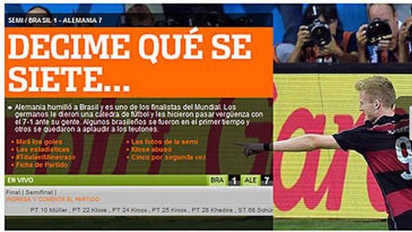 La burlesca portada de diario Olé por goleada de Brasil