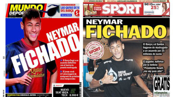 Prensa de Barcelona: 'Neymar fichado”