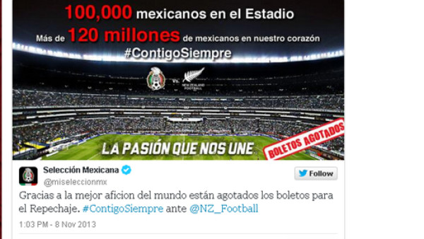 Boletos agotados para México-N. Zelanda