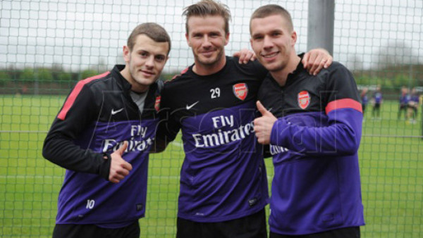 David Beckham aparece entrenando con el Arsenal