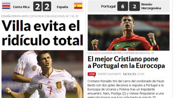 'Villa evita el ridículo total': Prensa de España