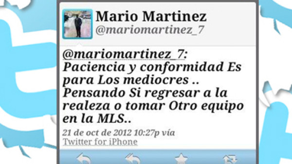 Mario Martínez confiesa en Twitter su molestia por no jugar