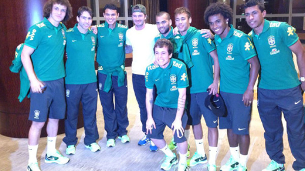 David Beckham visitó a la selección de Brasil en Miami