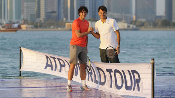 Nadal y Federer jugaron sobre el agua