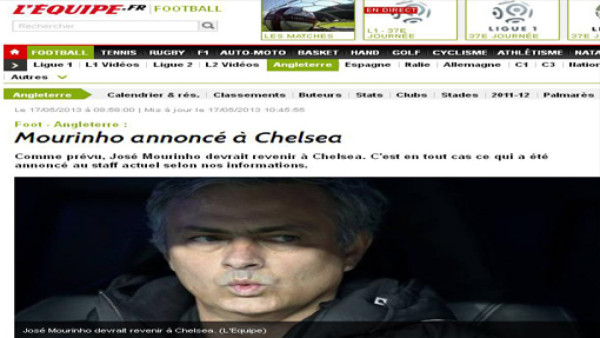 L'Équipe también coloca a Mourinho en el Chelsea