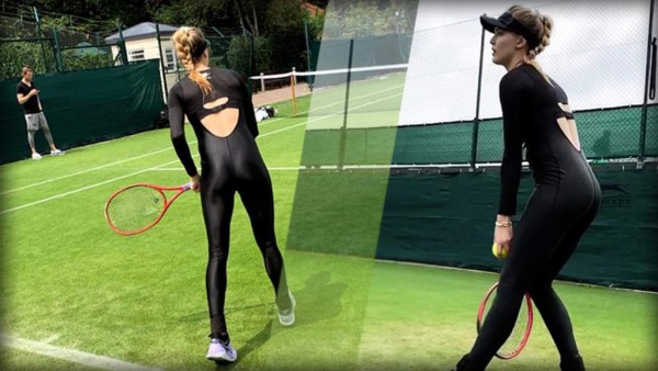 Ajustado y sexy: La 'extraña' vestimenta de la hermosa Genie Bouchard para jugar al tenis