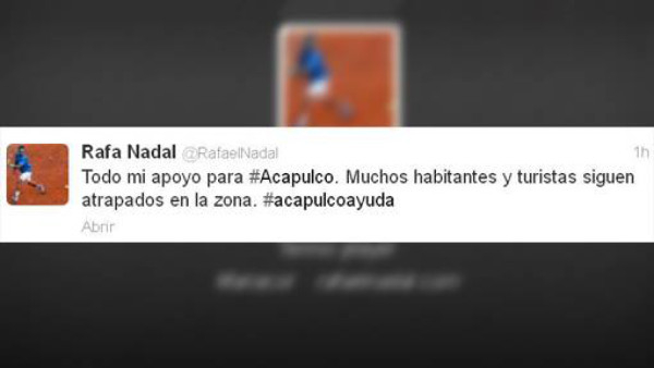 Nadal se solidariza con afectados en Acapulco