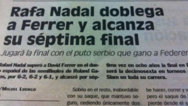 Diario español llama de 'puto serbio' a Djokovic.