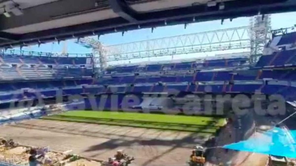 Reinstalan el césped: Así marcha la remodelación del Santiago Bernabéu, estadio del Real Madrid