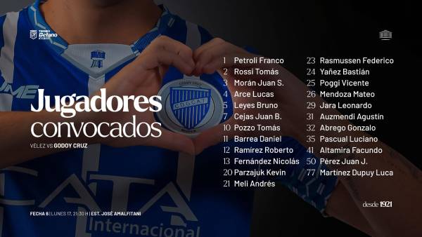 Agustín Auzmendi, convocado para el duelo de Godoy Cruz ante Vélez.