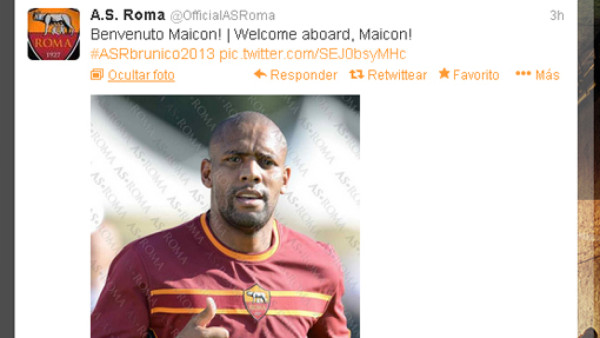Maicon fue oficializado como jugador del As Roma de Italia