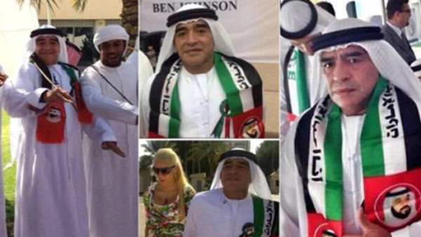 VIDEO: Diego Maradona se puso el turbante en Dubai