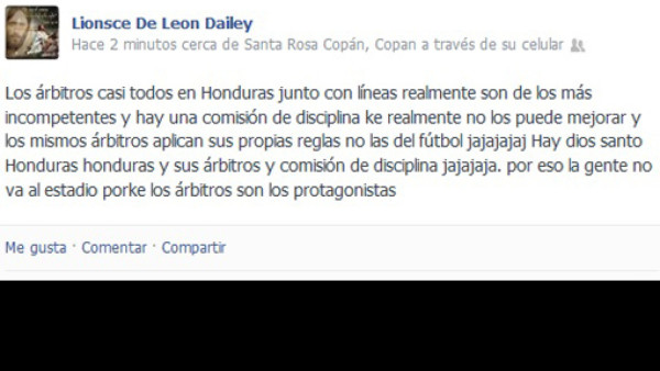 Rambo de León llama 'incompetentes” a árbitros y líneas de Honduras