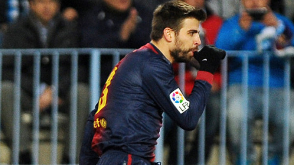 Piqué dedica su gol ante el Málaga a su hijo Milan
