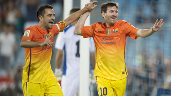 Messi solo necesitó media hora para hacer un doblete