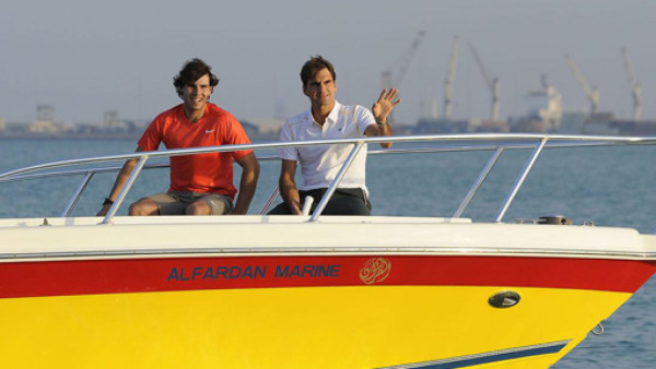 Nadal y Federer jugaron sobre el agua