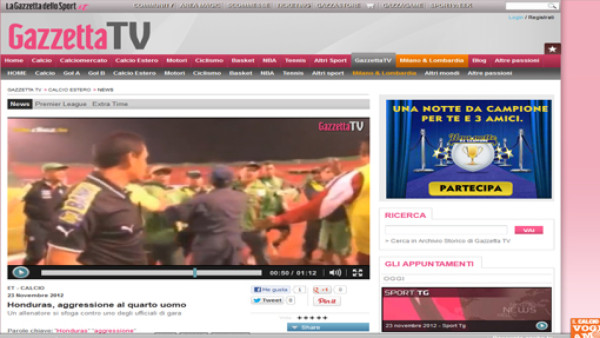 La Gazzetta dello Sport destaca el zafarrancho en Honduras