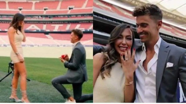 Marcos Llorente le pide matrimonio a su novia en el Wanda Metropolitano; la reacción de la chica fue épica &nbsp;&nbsp;