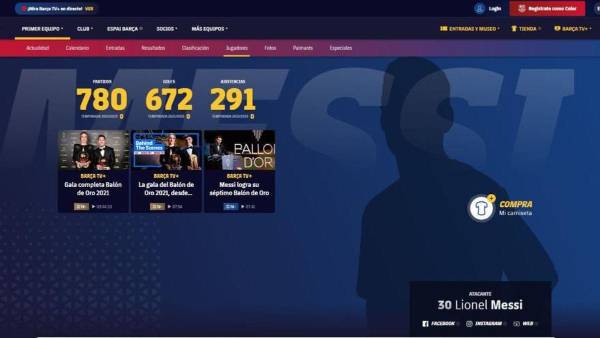 Página Web del Barcelona.