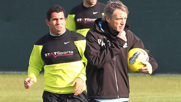 El reencuentro entre Tévez y Mancini