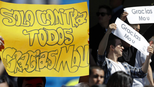 El Bernabéu despide a Mourinho con muchas pancartas