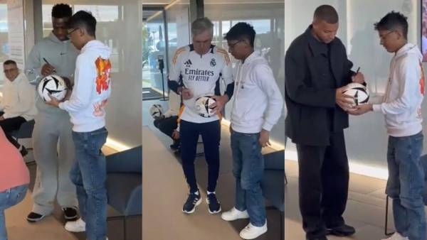 Acá en su visita a las grandes estrellas del Real Madrid.