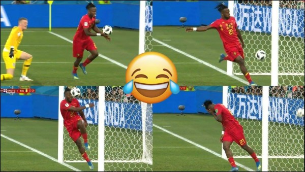 El balonazo que se propinó Michy Batshuayi en su propio rostro