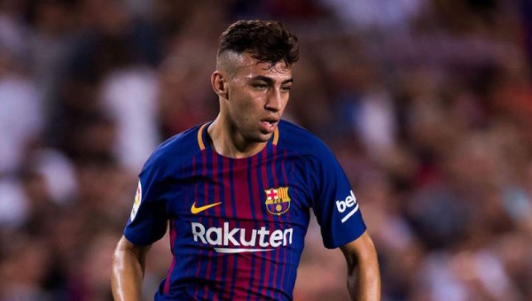 BARCELONA, SPAIN - AUGUST 07: Munir El Haddadi of FC Barcelona conducts the ball during the Joan Gamper Trophy match between FC Barcelona and Chapecoense at Camp Nou stadium on August 7, 2017 in Barcelona, Spain. (Photo by Alex Caparros/Getty Images)