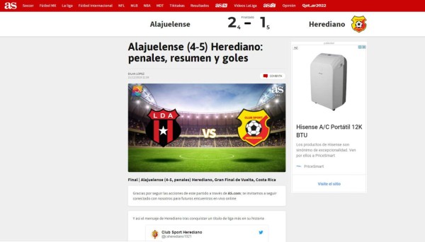 Lo que dicen los medios tras el título de Herediano ante Alajuelense