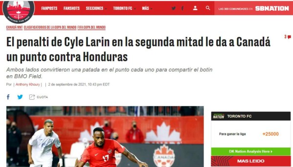 ¡Lamento canadiense! Lo que dice la prensa internacional tras el empate de Honduras ante Canadá en Toronto