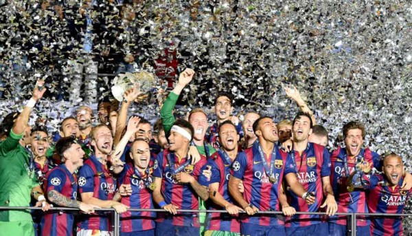La celebración del Barcelona campeón de la Champions League