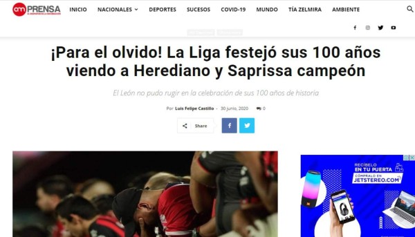 Prensa tica destroza al Alajuelense por su pobre juego y alaba la conquista de Centeno y Saprissa