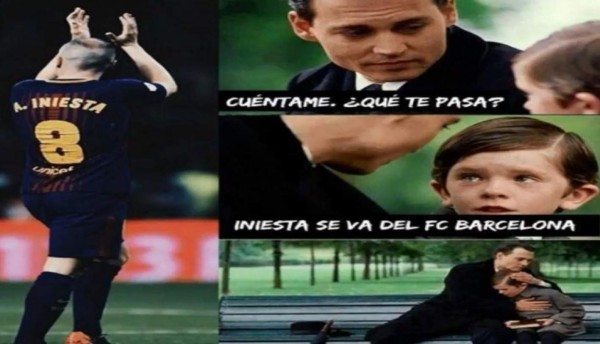 Los mejores memes de Iniesta y su adiós del Barça donde hacen pedazos a Messi