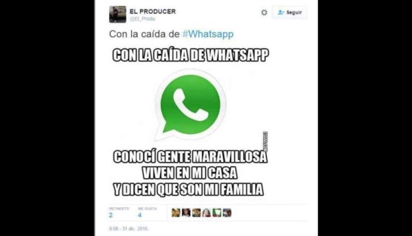 Se cae whatsapp y lo acribillan con duros memes