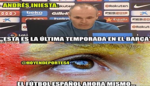 Los mejores memes de Iniesta y su adiós del Barça donde hacen pedazos a Messi