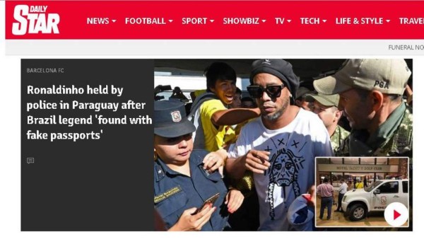 Lo que dice la prensa internacional sobre la detención de Ronaldinho: 'Confuso episodio'