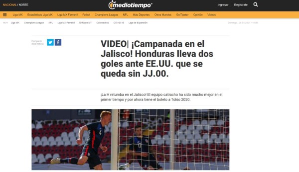 '¡Duele de envidia!', los titulares de los ticos y medios internacionales tras la clasificación de Honduras los Juegos Olímpicos de Tokio 2021&nbsp;&nbsp;&nbsp;