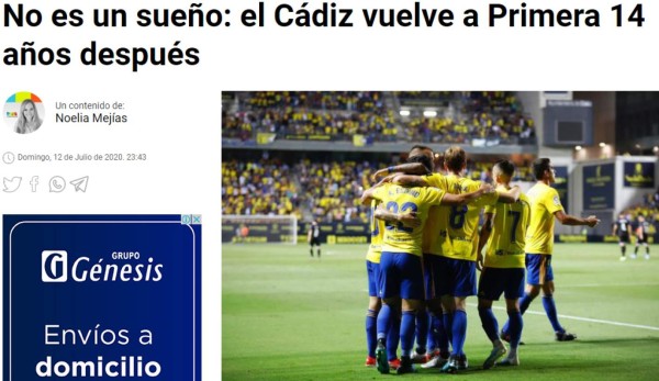 'Regresa entre los grandes': Los medios internacionales destacan el ascenso del Cádiz y Choco Lozano a Primera división de España